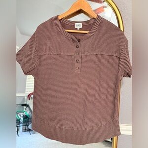 BKE Ribbed waffle knit top short sleeve